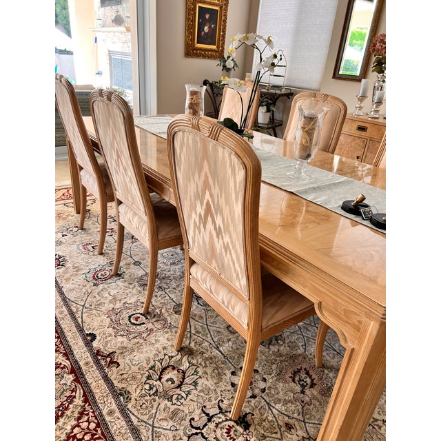 Wood 6 Vintage Drexel Heritage Furniture Co. Dining Room Chairs , Carved Ash Wood For Sale - Image 7 of 14