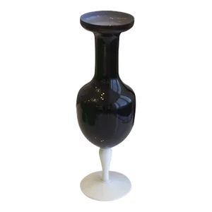 Vintage Italian Black & White Cased Glass Vase, Attributed to Empoli
