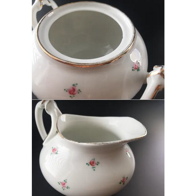 Antique Limoges Wm Guerin Porcelain Sugar & Creamer Set With Small Roses and Gold Trim For Sale In Las Vegas - Image 6 of 12
