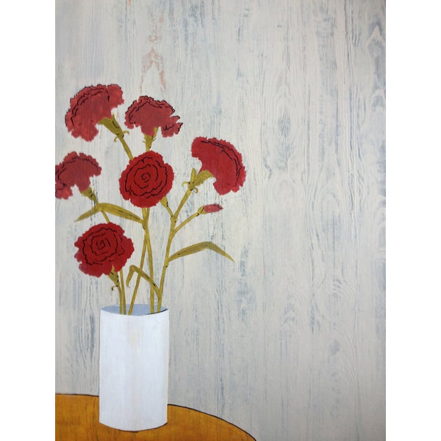 Wood Grain and Carnations Painting Chairish