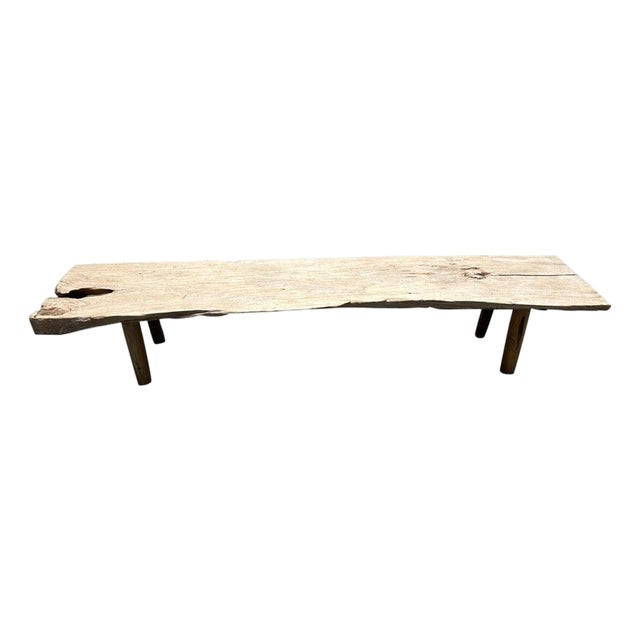 Andrianna Shamaris Sculptural Antique Teak Wood Bench For Sale