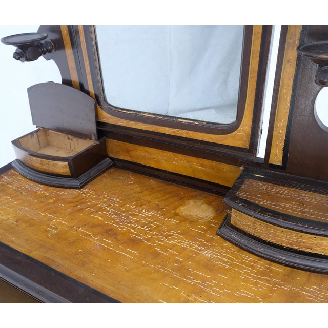 Victorian Painted Bedroom Dresser Mirror King Bed Headboard Rocking Chair Set For Sale - Image 14 of 18
