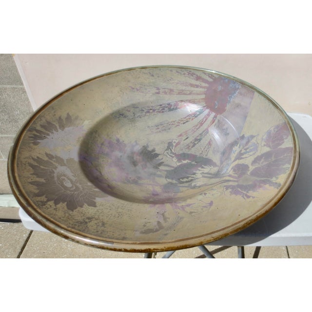 Ceramic Clément Massier (1844-1917) Massive Luniville Floral Charger 24" Diameter Circa 1890 For Sale - Image 7 of 18
