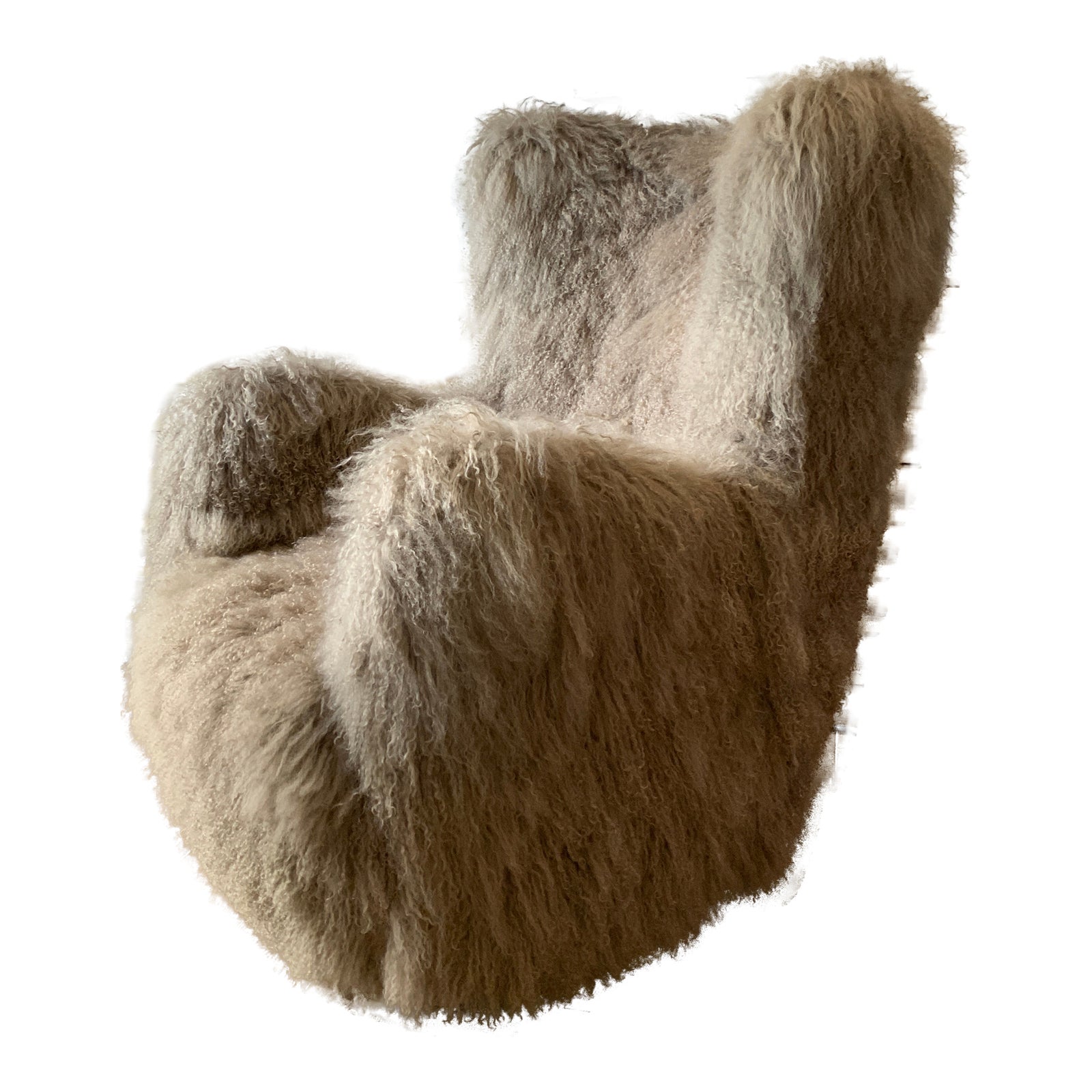 CB2 Bozzi Taupe Mongolian Sheepskin Accent Chair Chairish