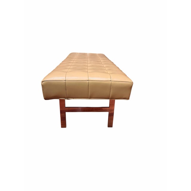 Mid-Century Modern 1960s Mid-Century Modern Tufted Vinyl Bench With Chrome Base – Attributed to Knoll For Sale - Image 3 of 7