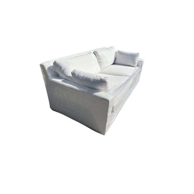 Rh Belgian Track Arm Sofa – 7' Luxe Depth – Parà Italian Performance Basket Weave in White For Sale - Image 9 of 11