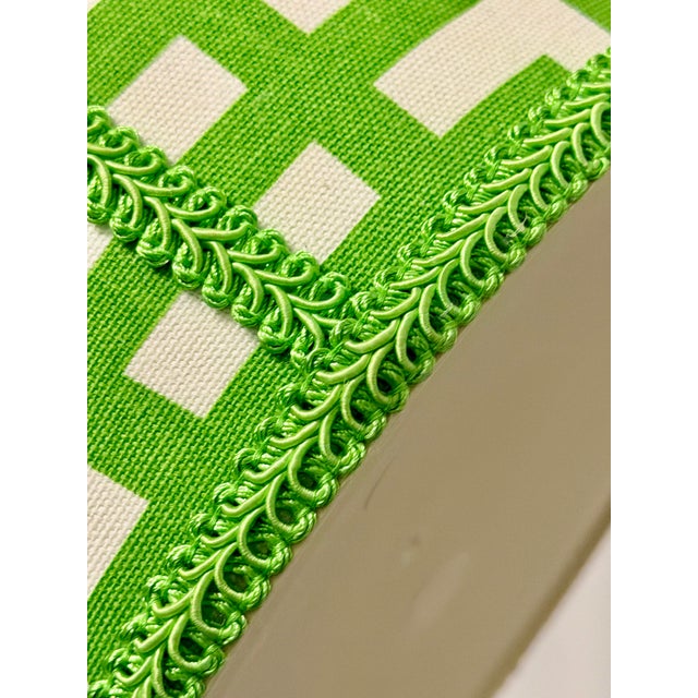 Late 20th Century Late 20th Century Emruss Green Greek Key Wastebasket | Palm Beach Regency Style For Sale - Image 5 of 5