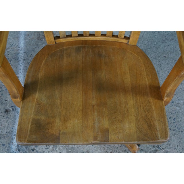1920s Antique 1920s Arts & Crafts Oak Bankers Desk Swivel Office Arm Chair For Sale - Image 5 of 18