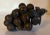Antique 19th century cluster of copper grapes with a loop for hinging. Intricate construction with pleasing old patina....
