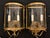 French Convex Bronze Half Round Lantern Wall Sconce (2) Reed & Ribbon details. Rare half round sconce. Made in France. 13"...