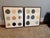 Set of two contemporary abstract prints originally retailed by Mitchell Gold + Bob Williams. Each piece features a 3x3...