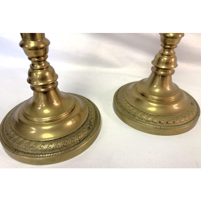 Antique French Brass Candlesticks- A Pair For Sale In West Palm - Image 6 of 18