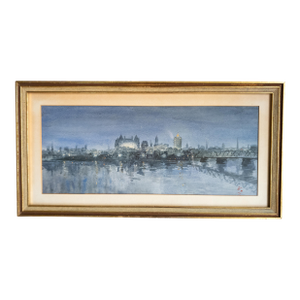 Mid-Century Night Landscape of Fantasy Albany New York Skyline