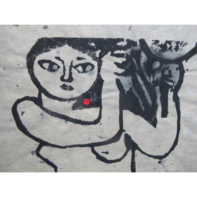 Japanese Iwao Akiyama Signed Limited Edition Japanese Woodcut Print Kazumi Kneeling Nude For Sale - Image 3 of 6