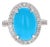 5.26 Carat Oval Cut Turquoise Diamond White Gold Fashion Ring, Size 7 For Sale