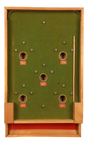 Antique Bagatelle Pinball Game in Wood with Green Cloth from F.F.G.G., Early 1900s