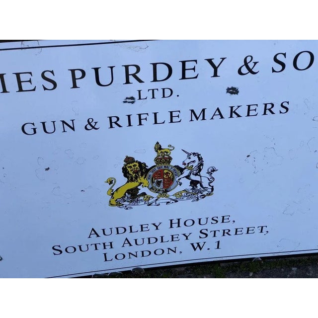 White Enamel Sign from James Purdey & Sons For Sale - Image 8 of 13
