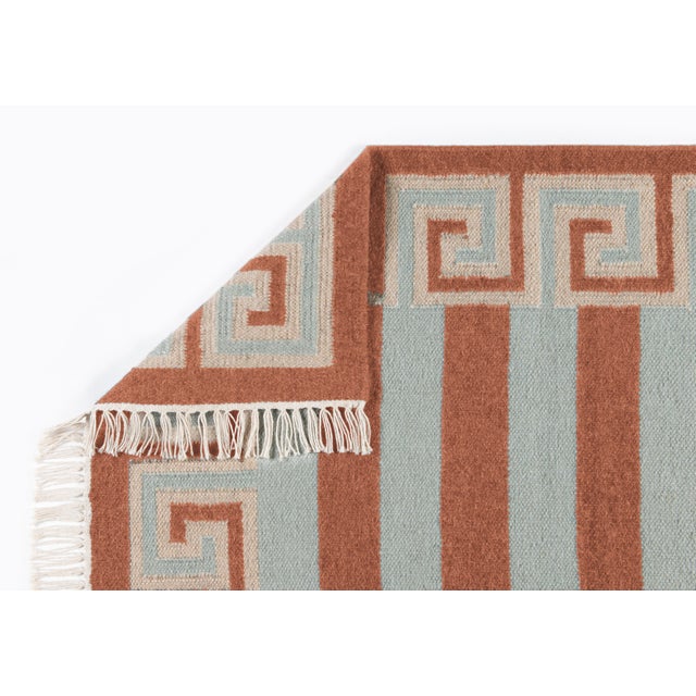Transitional Part & Parcel Goods Wool Stripe Rug, 5' x 8', Sky Blue, Topaz and Eggshell For Sale - Image 3 of 4