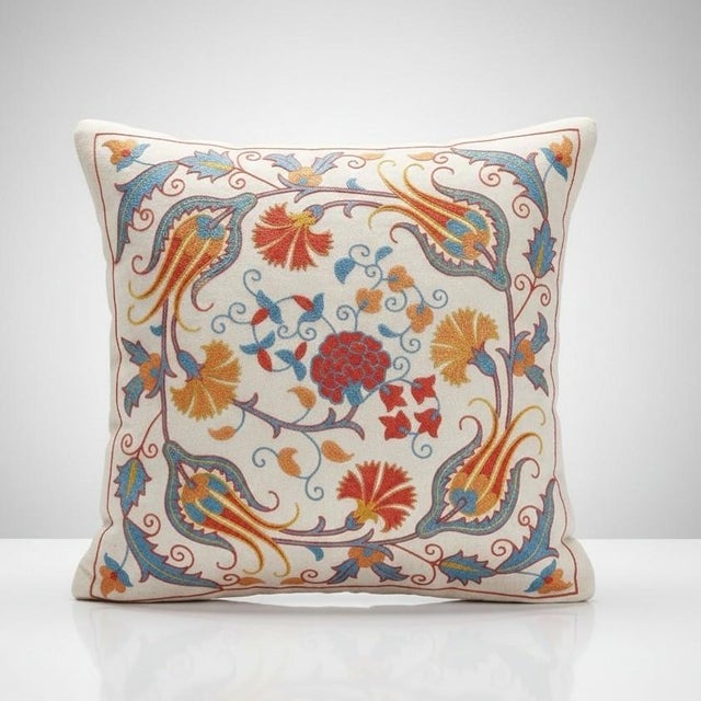 New Hand-Embroidered 100% Silk Cushion Cover – Authentic Uzbek Textile Art Elevate your home décor with this exquisite...