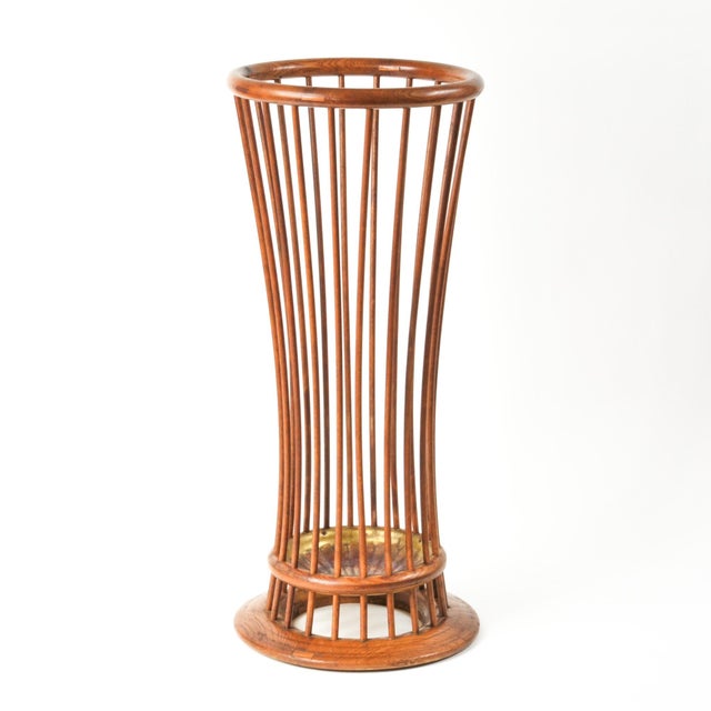 Transitional Antique Oak Bentwood and Spindle Umbrella Stand Cane Stand For Sale - Image 3 of 15
