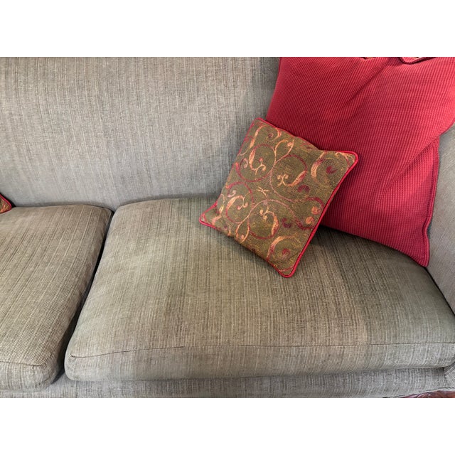 Wood Vintage Sofa With Beautiful Carved Wood Accents For Sale - Image 7 of 13