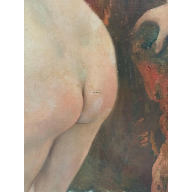 An impressive monumental oil on canvas by Swiss artist Henry Alfred Gsell (1859–1920), titled La Baigneuse, or The Bather....