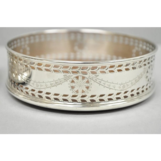 Traditional Vintage Stieff Smithsonian Silver Plated Presidential Wine Bottle Coaster - a Pair For Sale - Image 3 of 11