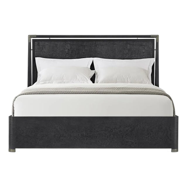 Black Mid Century Style Bed - Us King For Sale