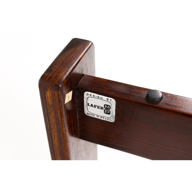Brown 1970s Mid Century Brazilian Modernist Side Table — Percival Lafer Mp-97 — Rosewood + Glass For Sale - Image 8 of 8