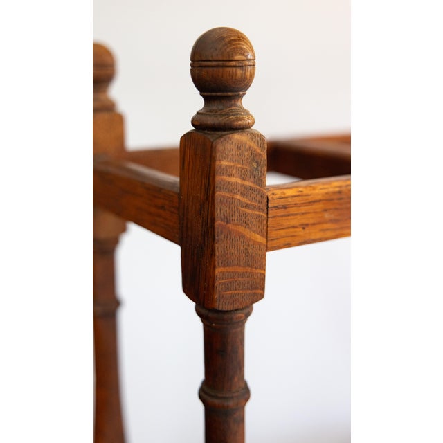 Antique English Tiger Oak Umbrella Stick Stand For Sale - Image 9 of 10