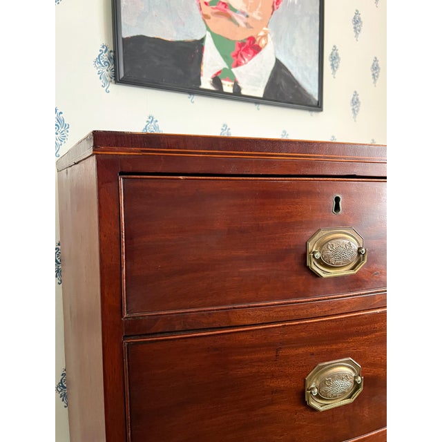 Antique Late 1700s British Neoclassical Mahogany Bowfront Chest of Drawers For Sale - Image 9 of 16