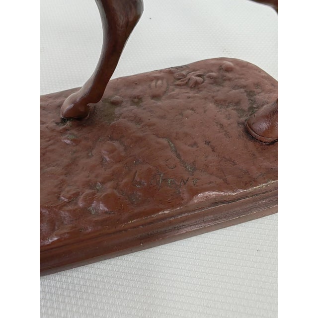 Bronze Horse with Brown Patina. After Mène. 20th century. Height 18.5 cm. Width 20 cm. Depth 7.5 cm. Weight 1800 grams....