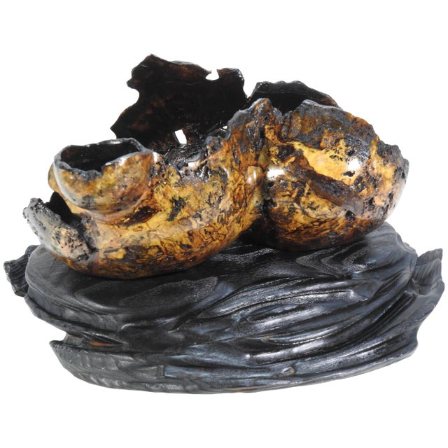 Brad Sells Aloha Series No. 38 Mango Burl Bowl on Stand For Sale