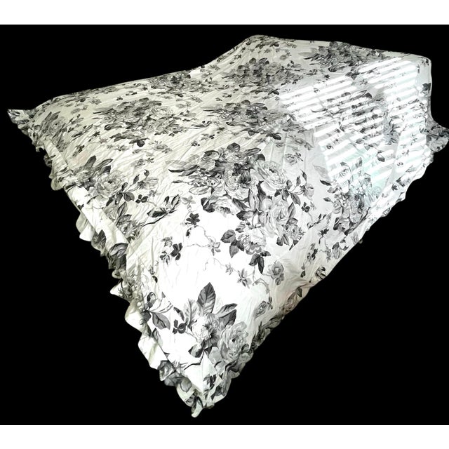 1990s VTG Ralph Lauren Isadora BLK Floral Custom Rod Pocket Drapery Panels + Swag Valance. Backed With Ralph Lauren Sergeant. For Sale - Image 5 of 11