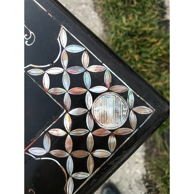 Chinese Side Table in Black Lacquered Wood, 1950s For Sale - Image 13 of 14