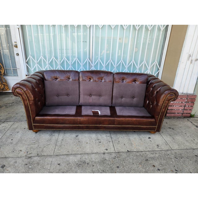1970s 1970s Leather Chesterfield Loveseat Sofa For Sale - Image 5 of 8