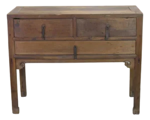 Aged Elm Wood 3-Drawer Side or Console Table