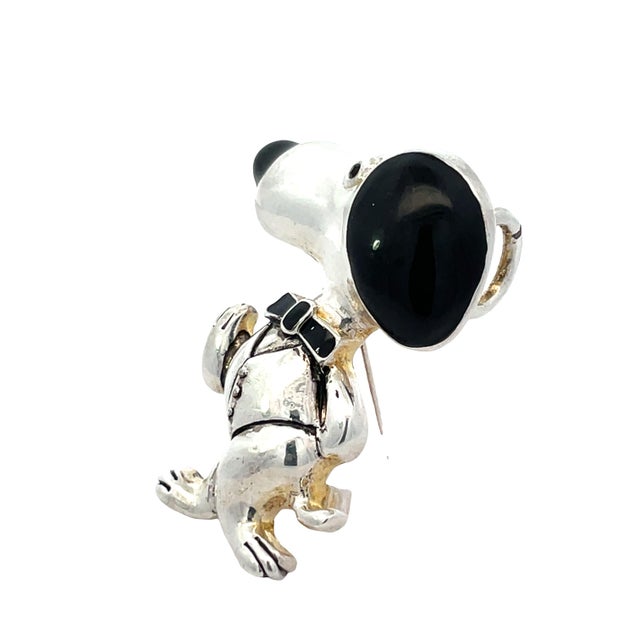 Silver Vintage Snoopy Silver-Tone Pendant / Brooch Necklace For Sale - Image 8 of 11