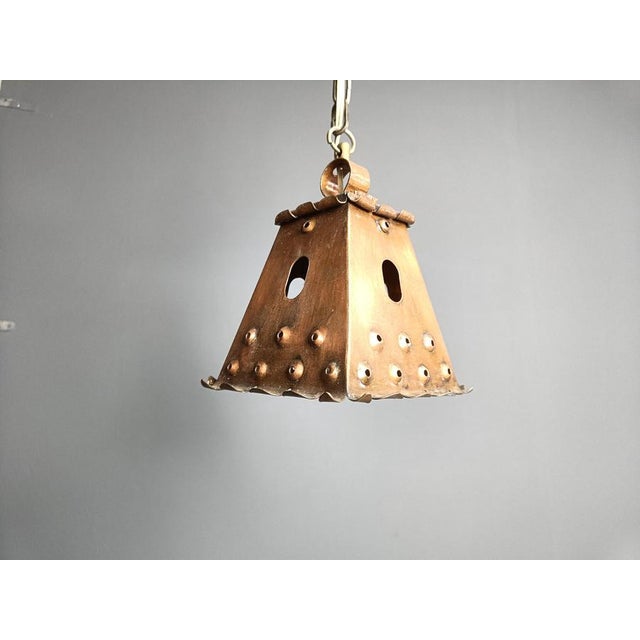 Metal Brutalist Copper Pendant Light, 1970s For Sale - Image 7 of 13