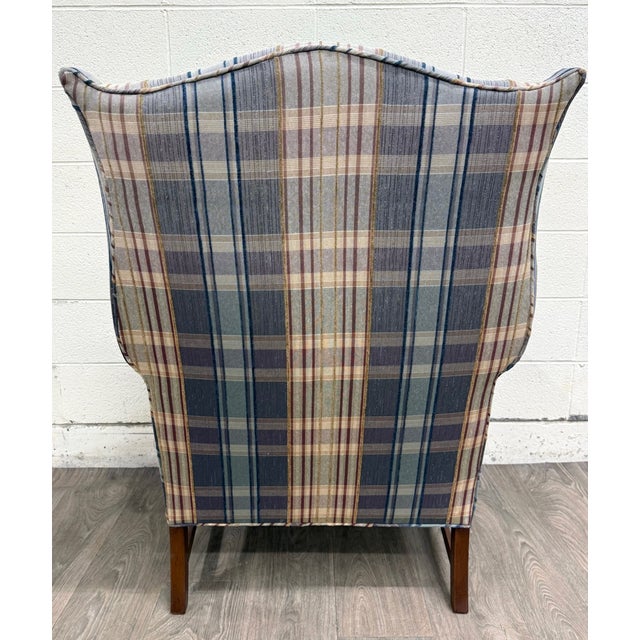 Vintage Wingback Plaid Upholstered Armchair For Sale - Image 11 of 11