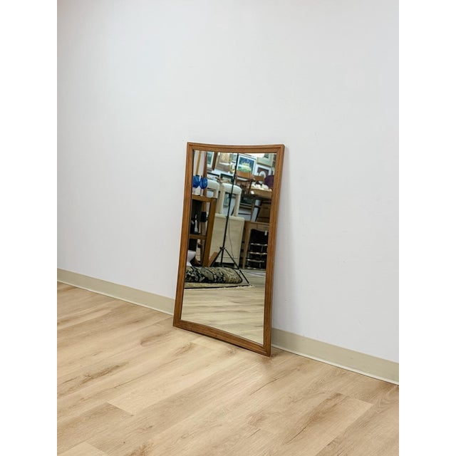 Vintage Mirror Broyhill Sculptra MCM Walnut Wall Vanity Entryway Curved Edges For Sale In Tampa - Image 6 of 10