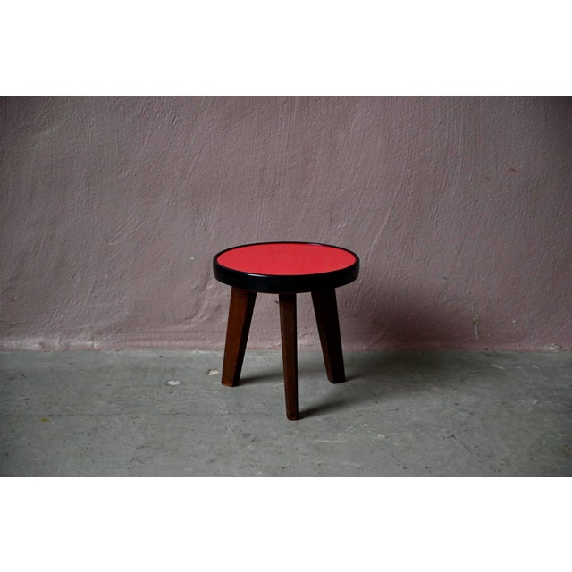 Mini Vintage Rockabilly Red Formica Plant Stand with Compass Legs, 1950s For Sale - Image 3 of 6