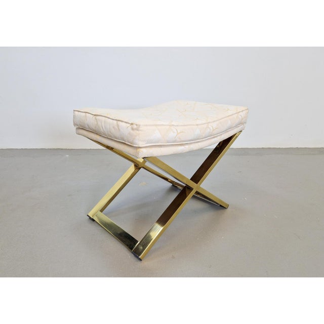 1970s Vintage Regency Brass Cross Stool, Italy, 1970s For Sale - Image 5 of 11