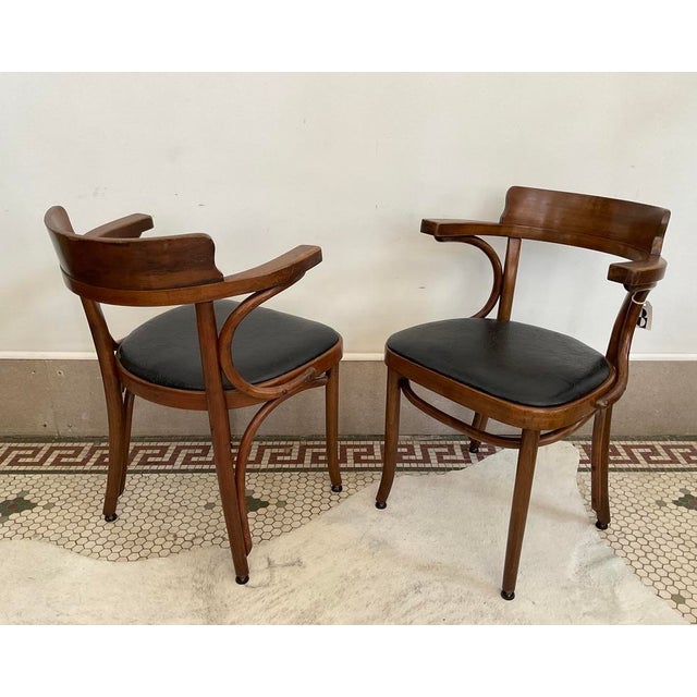 J & J Kohn & Mundus Vintage Mundus Steam Bentwood Captain's Dining Chairs - A Pair For Sale - Image 4 of 16