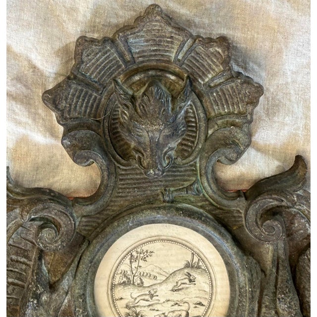 Antique Belgian Clock Face Frame With an Engraving by Joachim Camerarius For Sale - Image 4 of 7