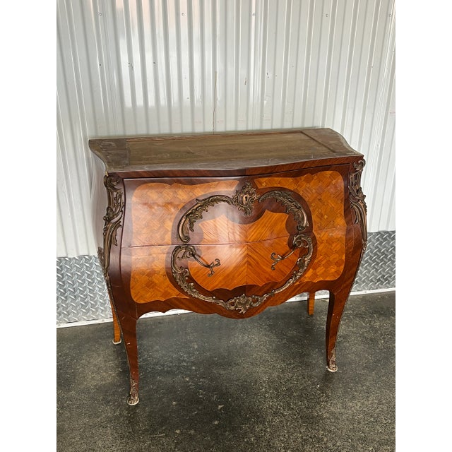 Mid 20th Century Vintage French Louis 16th Commode With Bronze Mounts and Marble Top For Sale - Image 10 of 12