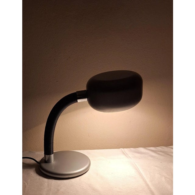 Black Vintage German Adjustable Desk Lamp with a Silver-Colored Frame and Plastic-Coated Flex Arm from Ep-Leuchten, 1980s For Sale - Image 8 of 8