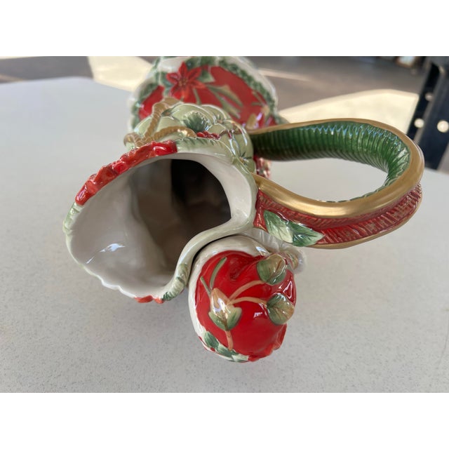 2010s Vintage Fitz & Floyd St Nicholas Pitcher Ceramic Santa Claus For Sale - Image 5 of 11