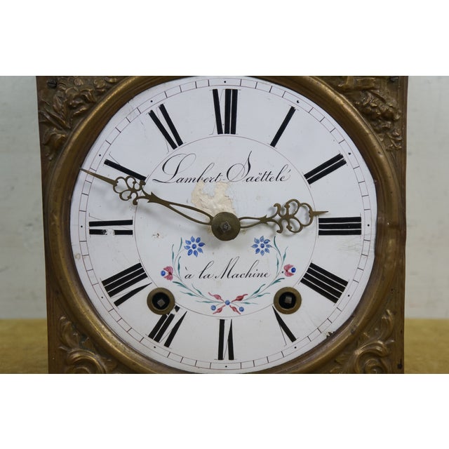 Antique French Morbier Comtoise Movement Clock Face Weights & Pendulum For Sale - Image 15 of 18