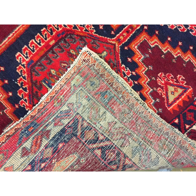 1950s Vintage Red Hand Woven Runner 3'8 X 11'4 For Sale - Image 5 of 5